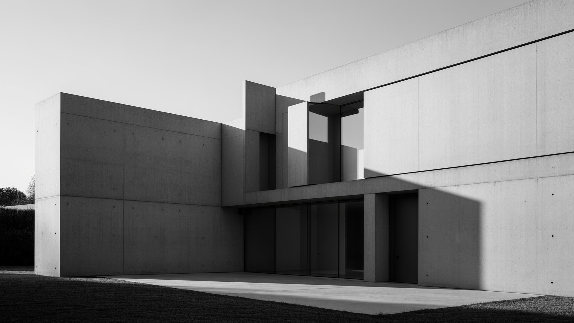 Architettura contemporanea in cemento e vetro